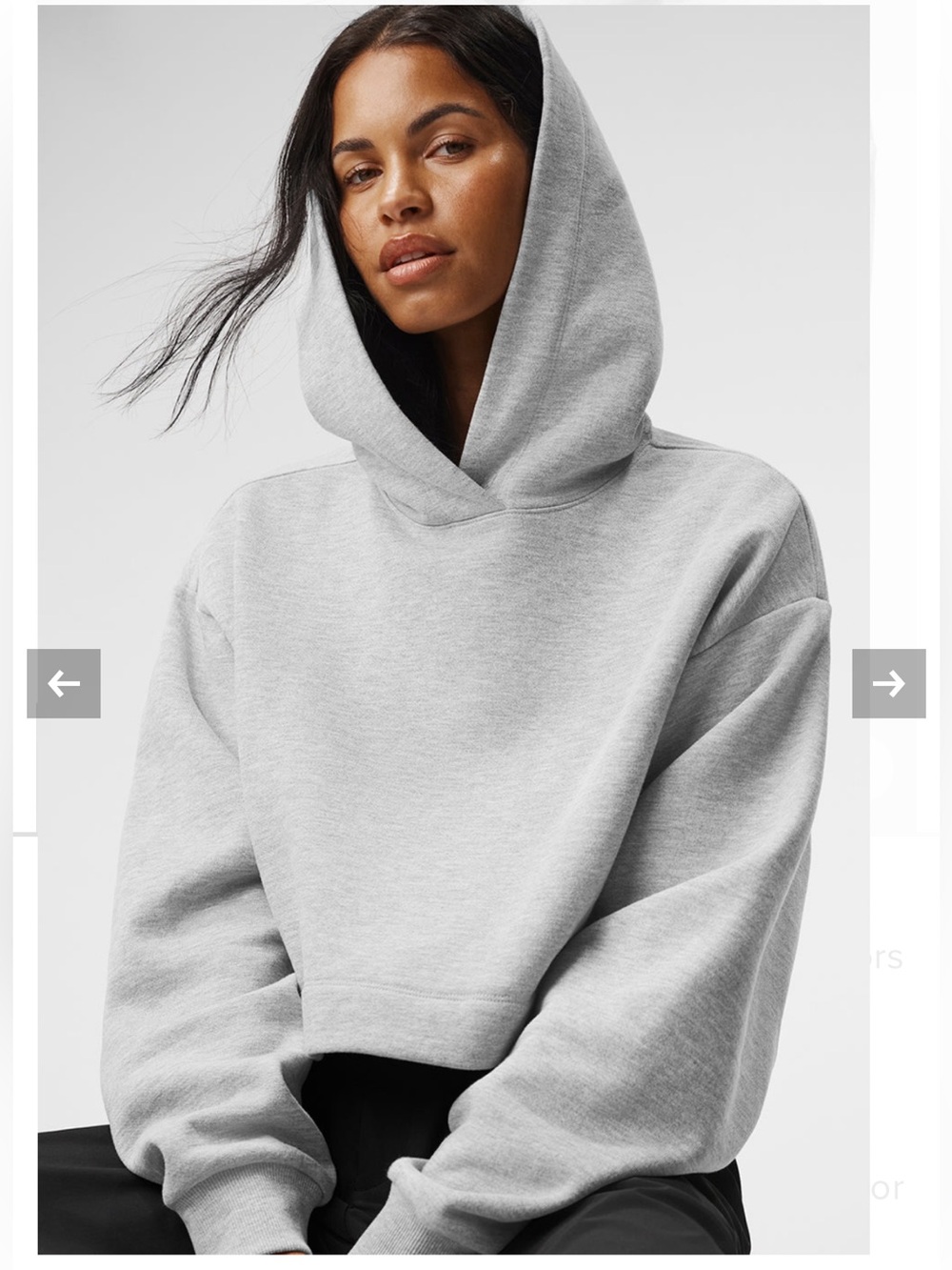 ALO Yoga Gray Long Sleeve Cropped Bae Hoodie Sweatshirt Top Sz. S